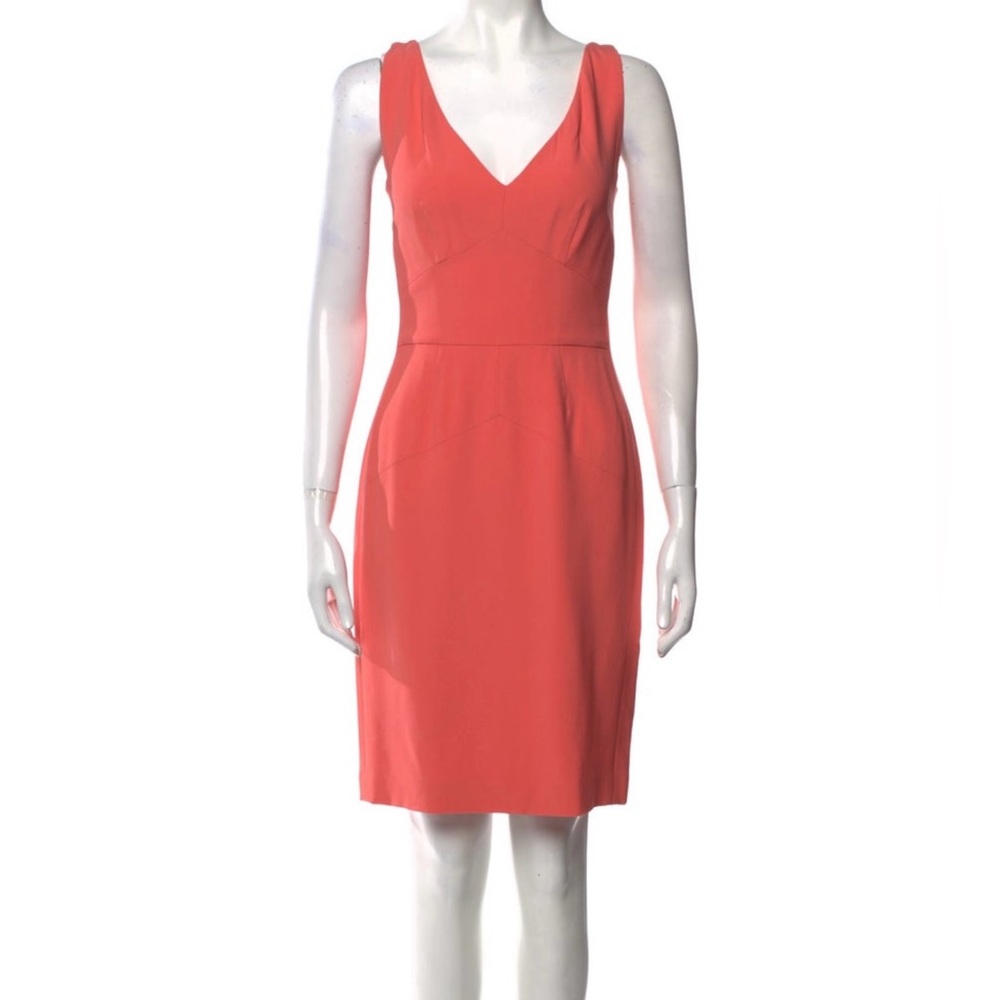 NARCISO RODRIGUEZ Womens Coral Zippered Sleeveless V Neck Knee Length Dress 6